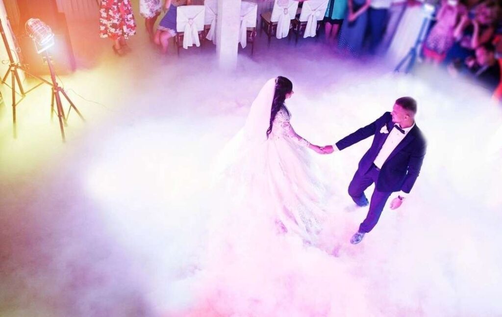 Wedding and Events DJ dry ice dancing on Clouds fog machine Event Decor Rental Miami